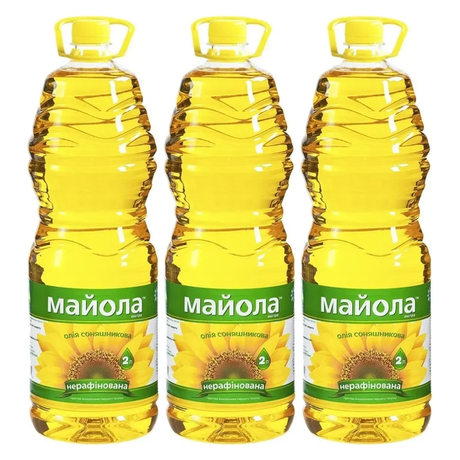 3x Majola 1L Sunflower Oil - Unrefined Cold Pressed Non-GMO Ukrainian Cooking Oil (Bulk Pack)