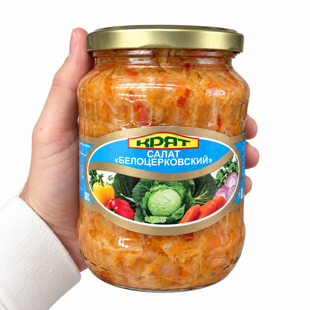 660g "Bilotserkivsky" Cabbage Salad Pickled Kapusta & Vegetables in Glass Jar - Product of Ukraine