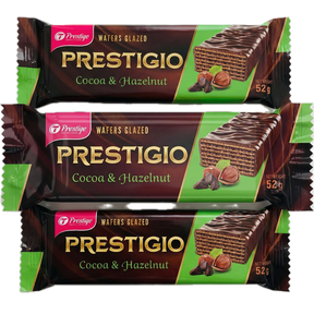3x 52g Prestigio Glazed Chocolate Wafers in Cocoa & Hazelnut - Product of Ukraine