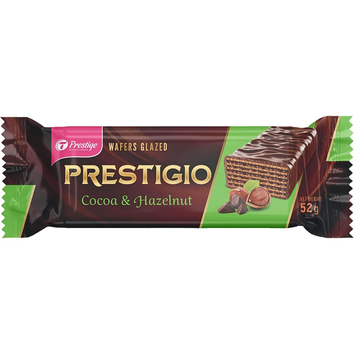 3x 52g Prestigio Glazed Chocolate Wafers in Cocoa & Hazelnut - Product of Ukraine