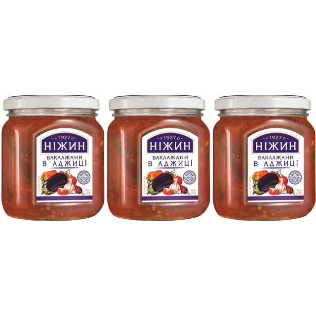 3x 450g Ukrainian Roasted Eggplant Relish Spread in Adjika Sauce (Baklazhany v Adzhytsi) - Bulk Pack