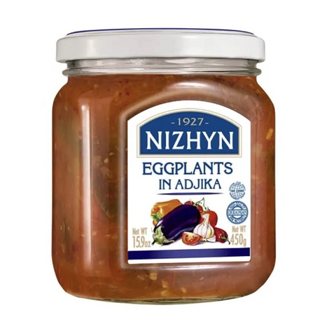 3x 450g Ukrainian Roasted Eggplant Relish Spread in Adjika Sauce (Baklazhany v Adzhytsi) - Bulk Pack