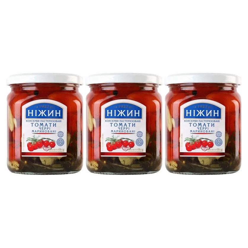 3x Nizhyn 450g Ukrainian Marinated Cherry Tomatoes Pack - Product of Ukraine