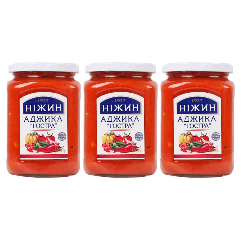 3x Nizhyn 300g Ukrainian Hot Adjika Pack - Product of Ukraine