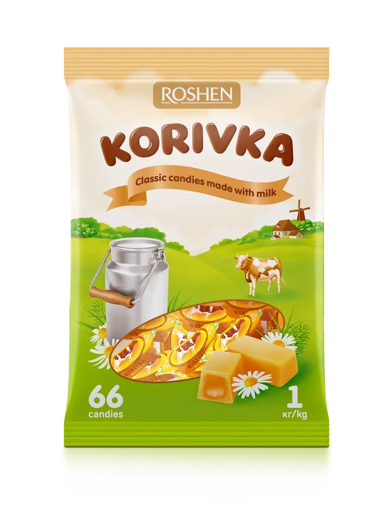ROSHEN 1kg "Korivka" Classic Milk Sweets Candies- Made in Ukraine (66 Sweets)