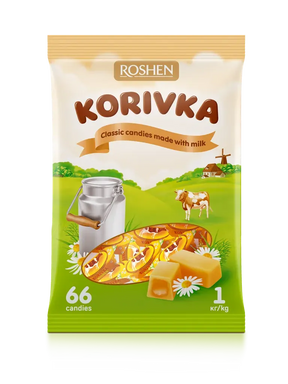 ROSHEN 1kg "Korivka" Classic Milk Sweets Candies- Made in Ukraine (66 Sweets)