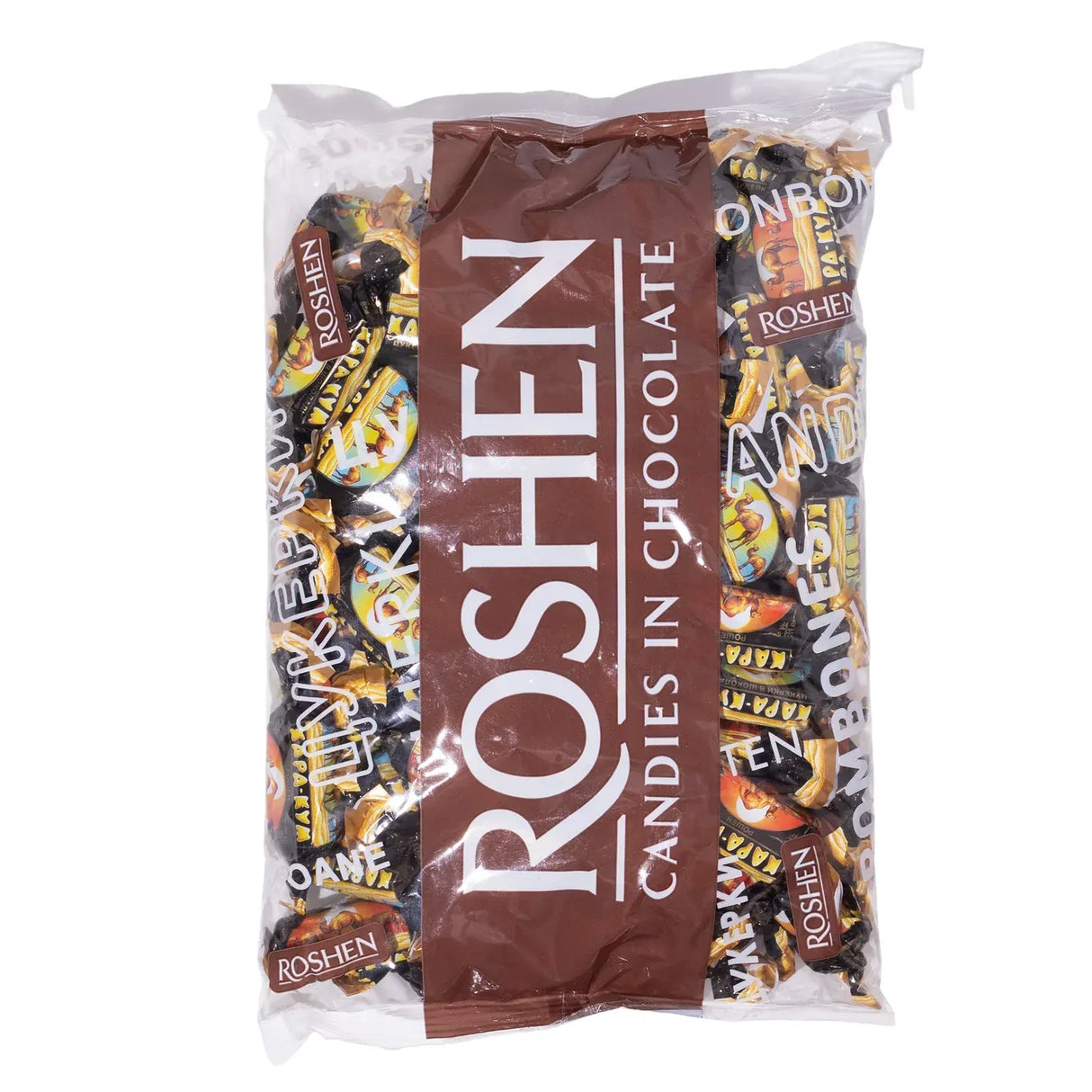 ROSHEN 1kg Kara-Kum Chocolate Pralines (Almonds & Hazelnut Filling) Tsukerki - Made in Ukraine
