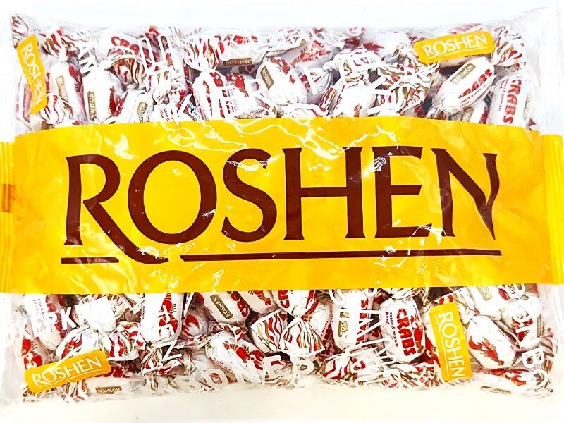 ROSHEN 1kg Crabs Rachki Hard Candy w/ Cocoa & Peanut Filling (141 Candies) - Made in Ukraine
