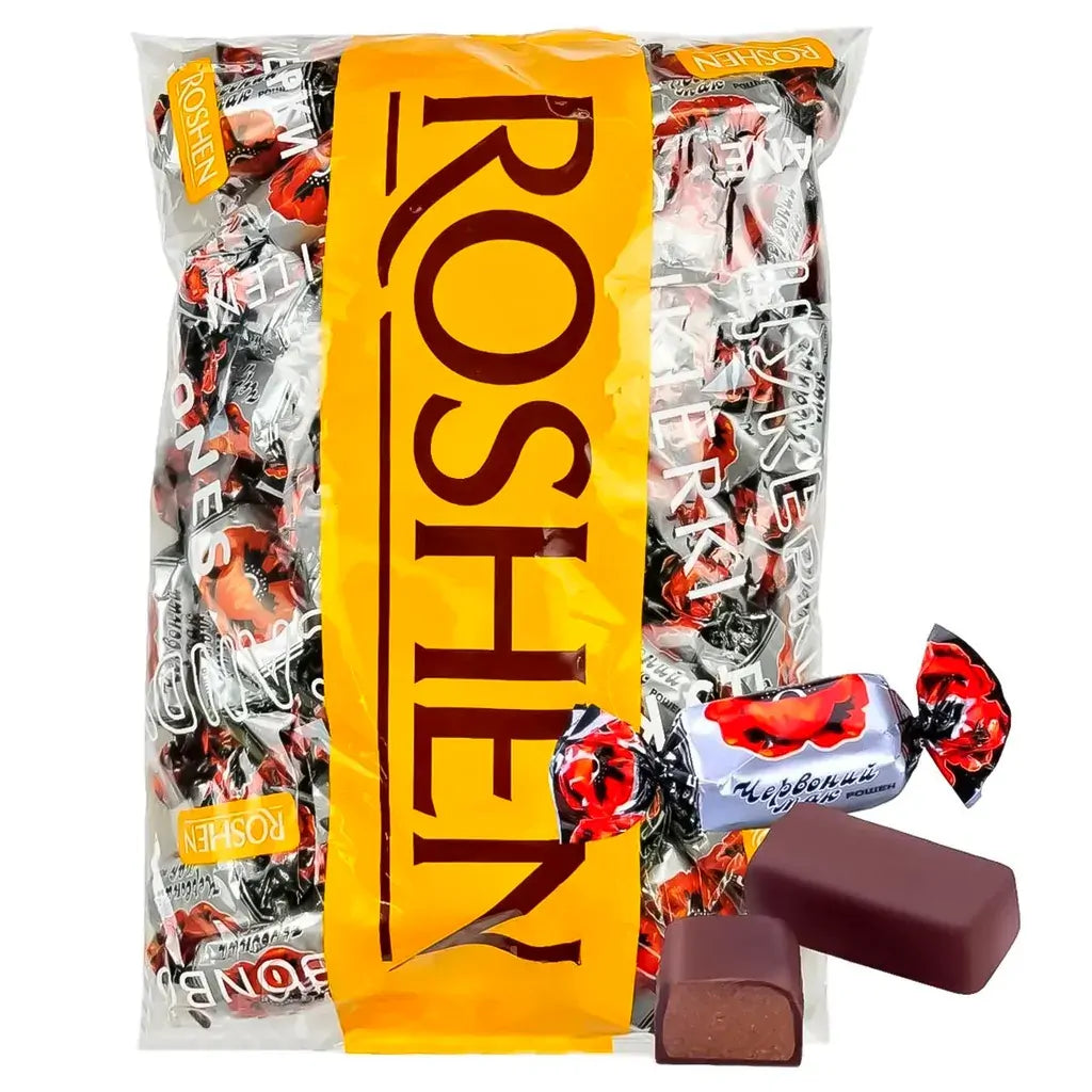 ROSHEN 1kg "Krasnyi Mak" Red Poppy Seed Chervonniy Chocolate Sweets Pralines - Made in Ukraine