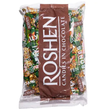 ROSHEN 1kg Lischina Coated Chocolate Pralines w/ Crushed Hazelnut & Almonds Tsukerki - Made in Ukraine