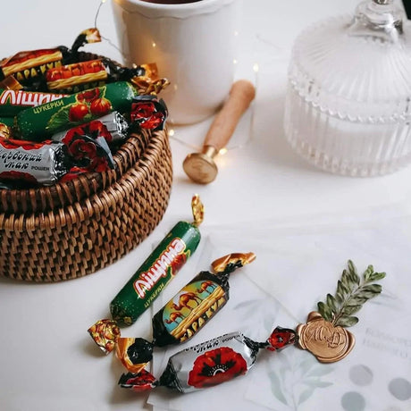 ROSHEN 1kg Lischina Coated Chocolate Pralines w/ Crushed Hazelnut & Almonds Tsukerki - Made in Ukraine