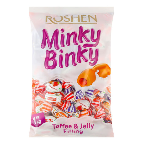 ROSHEN 1kg "Minky Binky" Soft Gummies Lollies w/ Toffee & Jelly Fillings - Made in Ukraine