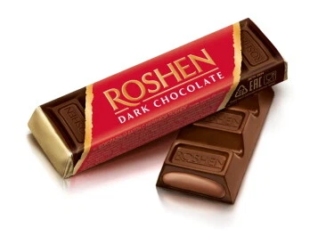 30x 47g ROSHEN Dark Chocolate "Baton" w/ Fondant Filling Batonchik - Product of Ukraine (1 Box)