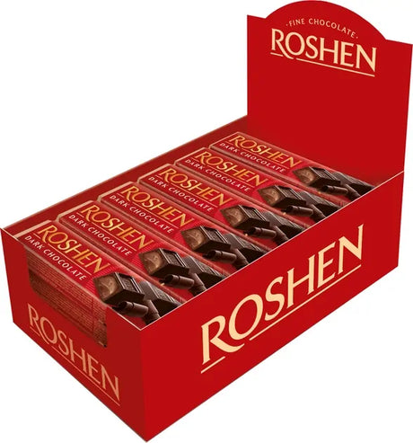 30x 47g ROSHEN Dark Chocolate "Baton" w/ Fondant Filling Batonchik - Product of Ukraine (1 Box)