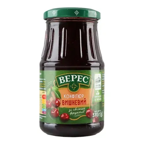 VERES 370g Cherry Fruit Jam Spread from Fresh Fruits - Product of Ukraine