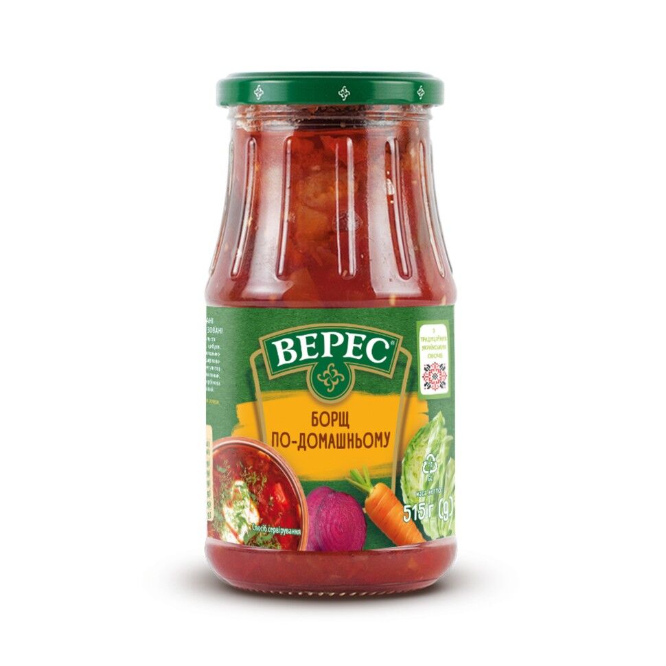 515g Ukrainian Ready-To-Eat Home-Style Borscht Condensed Soup in Glass Jar - Product of Ukraine