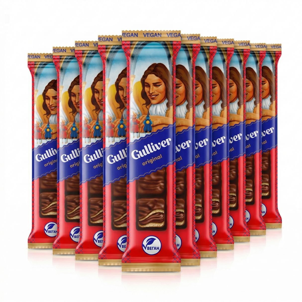 10x AVK Gulliver Original Dark Chocolate Coated Wafers w/ Roasted Crushed Hazelnut - Made in Ukraine