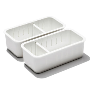 OXO 2pc Adjustable Drawer Bin Set - Expandable Storage Organiser & Divider (Kitchen/Home)
