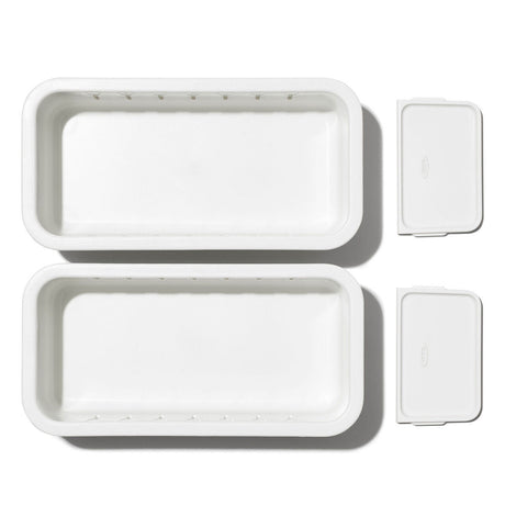 OXO 2PC Adjustable Drawer Bin Set – Expandable Storage Organizer Divider Kitchen Home