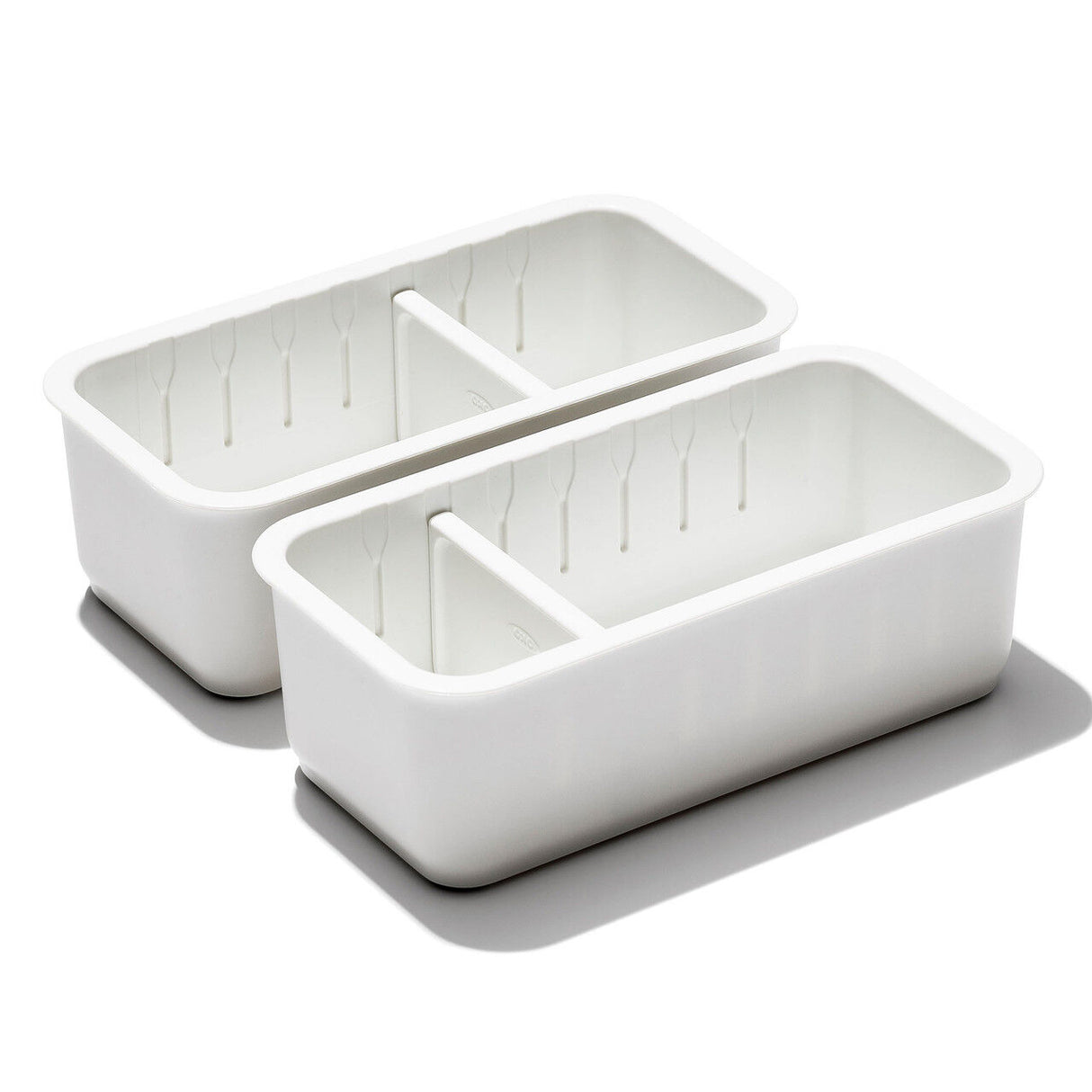 OXO 2PC Adjustable Drawer Bin Set – Expandable Storage Organizer Divider Kitchen Home