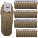 48 Pairs No Show Cotton Socks Bulk Pack - Beige (Non Slip Low Cut Invisible Footlet Socks)