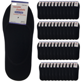 48 Pairs No Show Cotton Socks Bulk Pack - Black (Non Slip Low Cut Invisible Footlet Socks)