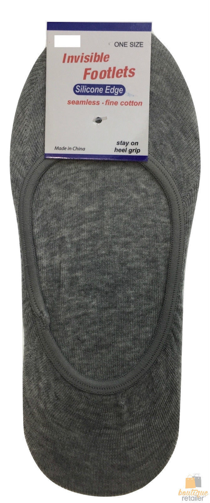 48 Pairs No Show Cotton Socks Bulk Pack - Grey (Non Slip Low Cut Invisible Footlet Socks)