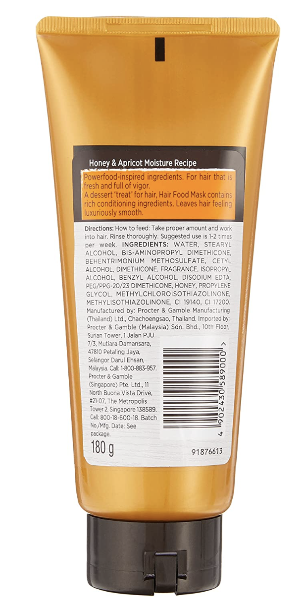 Hair Recipe Moisture Hair Food Mask Oil Free 180G - Honey & Apricot Scent