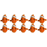 10x Bocchetta 13cm Mini Clownfish Plush Toy Bulk Pack (Stuffed Animal Sea Life Keyring Gift)