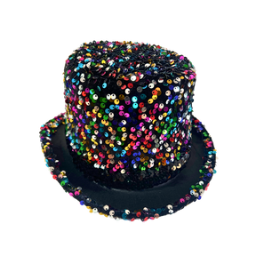 Rainbow Sequin Satin Top Hat - Dance Costume/Fancy Dress Party