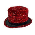 Sequin Top Hat Costume Party Cap Fancy Dress Trilby Fedora One Size - Red/Black