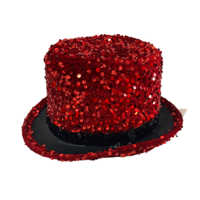 Red/Black Sequin Satin Top Hat - Dance Costume/Fancy Dress Party