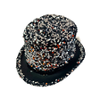 Sequin Top Hat Costume Party Cap Fancy Dress Trilby Fedora One Size - Silver/Black
