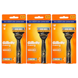 3x Gillette Fusion 5 Mens Power Battery-Powered Razor Pack - Handle + 1 Cartridge Blade Refill