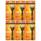 6x Gillette Fusion 5 Mens Power Battery-Powered Razor Bulk Pack - Handle + 1 Cartridge Blade Refill