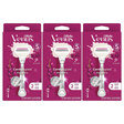 3x Gillette Venus Womens Comfortglide Sugarberry Razor Pack - Metal Handle + 2 Cartridges