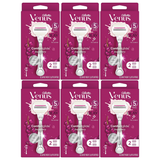 6x Gillette Venus Womens Comfortglide Sugarberry Razor Bulk Pack - Metal Handle + 2 Cartridges