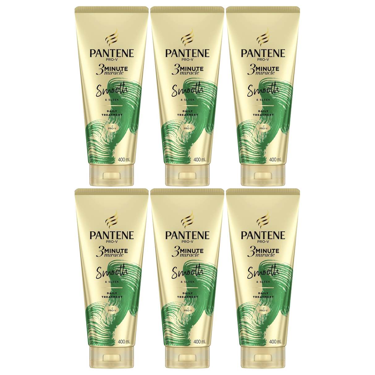 6x Pantene 400ml 3 Minute Miracle Smooth & Sleek Deep Conditioning Treatment Bulk Pack (Frizzy Hair)