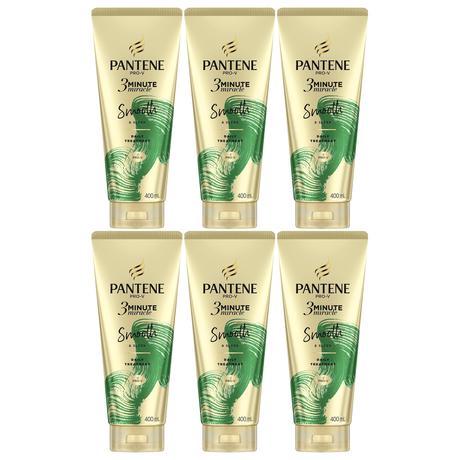 6x Pantene 400ml 3 Minute Miracle Smooth & Sleek Deep Conditioning Treatment Bulk Pack (Frizzy Hair)