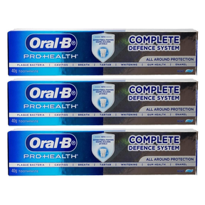 3x Oral-B 40g Mint Fluoride Toothpaste Pack - Complete Defence System (Travel Size)