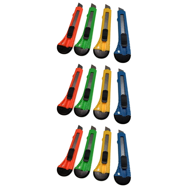 12 pcs Box Cutter Knife Pack Pack - Retractable Utility Blade 10.8mm