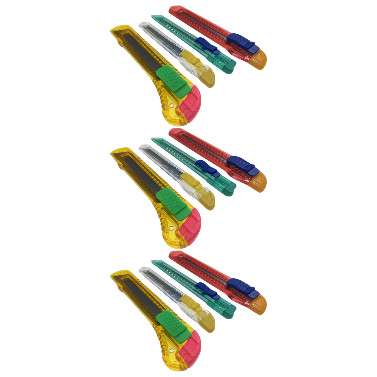 12x Box Cutter Knife Pack Pack - Retractable Snap-Off Blade w/ Slide Lock