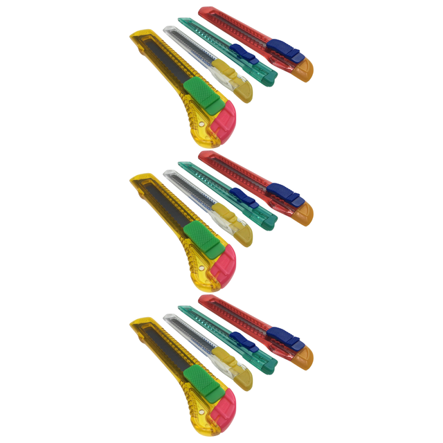 12x Box Cutter Knife Pack Pack - Retractable Snap-Off Blade w/ Slide Lock