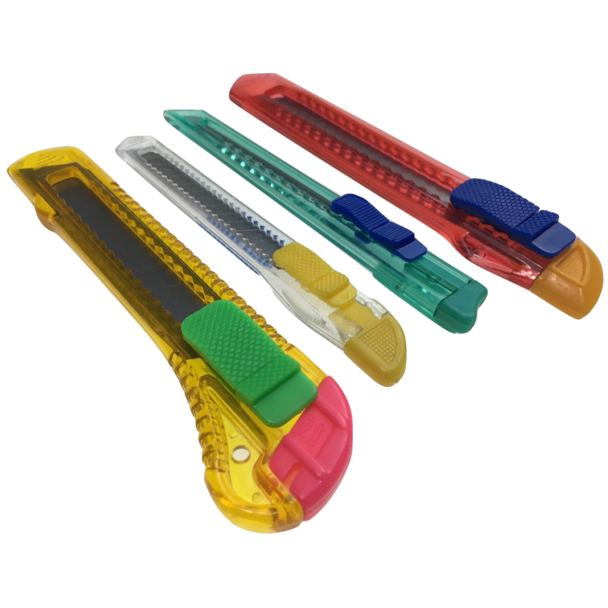 4x Box Cutter Knife Pack - Retractable Snap-Off Blade w/ Slide Lock