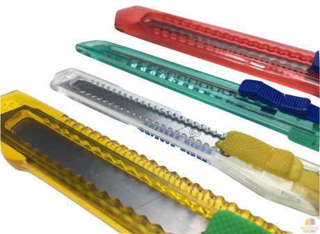 12x Box Cutter Knife Pack - Retractable Snap-Off Blade w/ Slide Lock