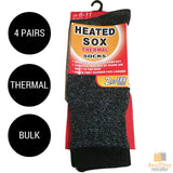 4 Pairs Mens Thermal Heated Socks Bulk Pack (6-11 UK) - Warm Winter Work Ski Socks