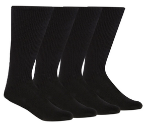 4 Pairs Black Diabetic Bamboo Socks - Medical Loose Top Comfort Fit Socks w/ Cushion