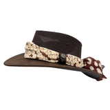 Jacaru 1022 Shady Lady Womens Suede Leather Breeze Hat - Mesh Crown & Chiffon Scarf (Made in Australia)