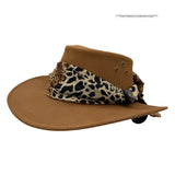 Jacaru 1020 Jillaroo Womens Suede Leather Hat - Chiffon Scarf Water Resistant & UPF 50+ (Made in Australia)