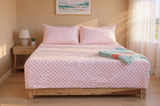 Blush Medallion Pure Cotton Fitted Bed Sheet + Pillowcase Set